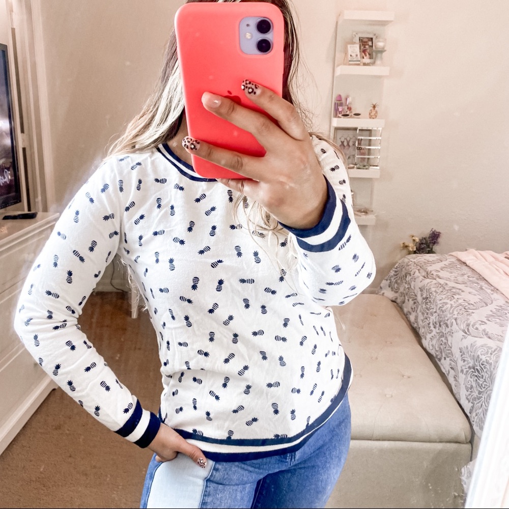 J.Crew Pineapple Print Teddie Sweater Size S